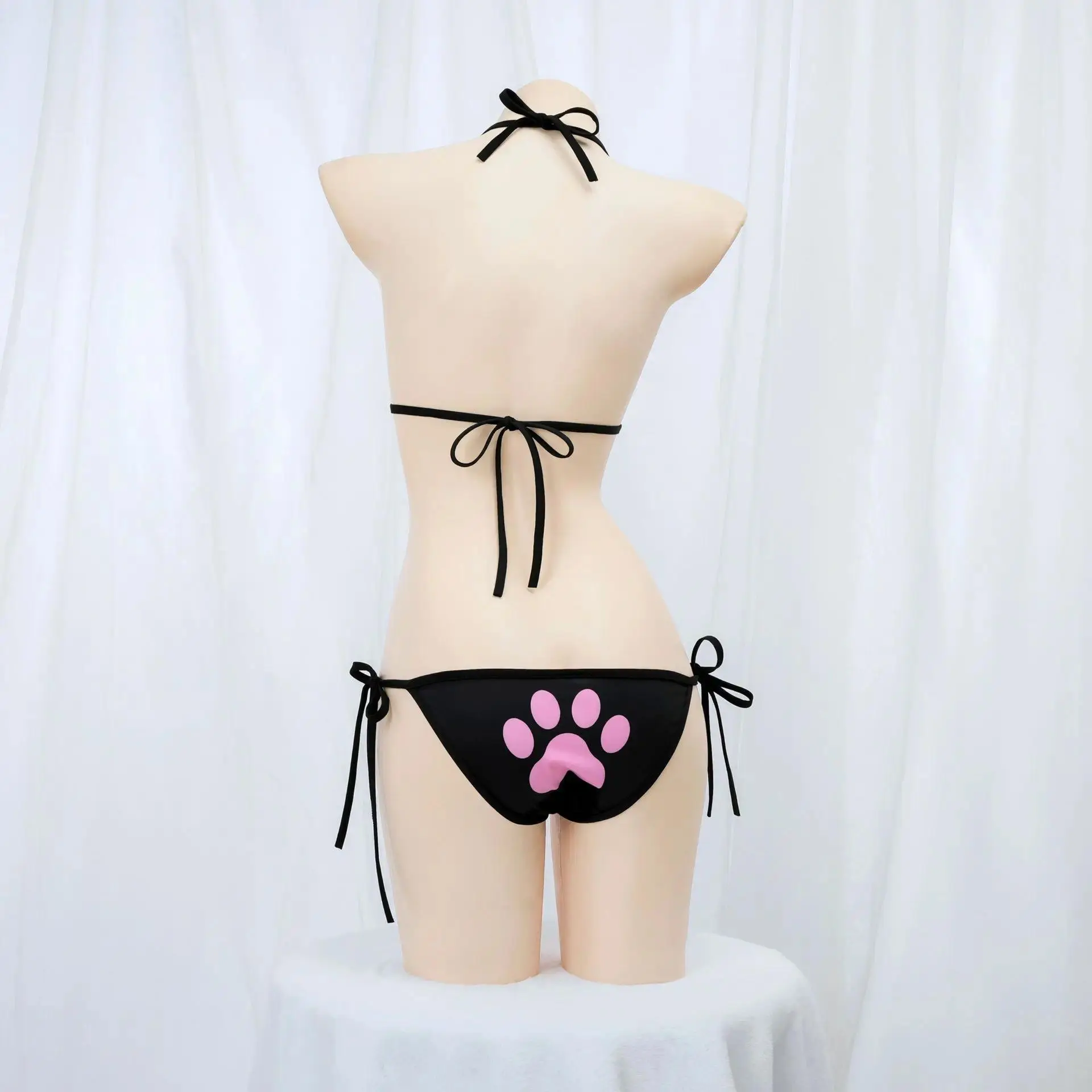 Japanese Anime Kawaii Cat Paw Micro Bikini Set Women Girl Bandage Backless Mini Swimsuit Underwear Lingerie Bathing Suit