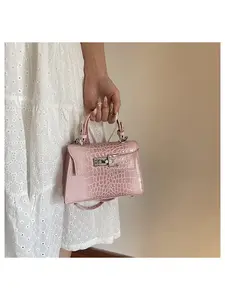 PU Kelly Crocodile Pattern Dirty Color Design, Adjustable Shoulder Strap & Zipper Closure, Women's Fashion Accessory