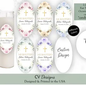 Baptism Bautizo Oval Candle Labels Any Occasion