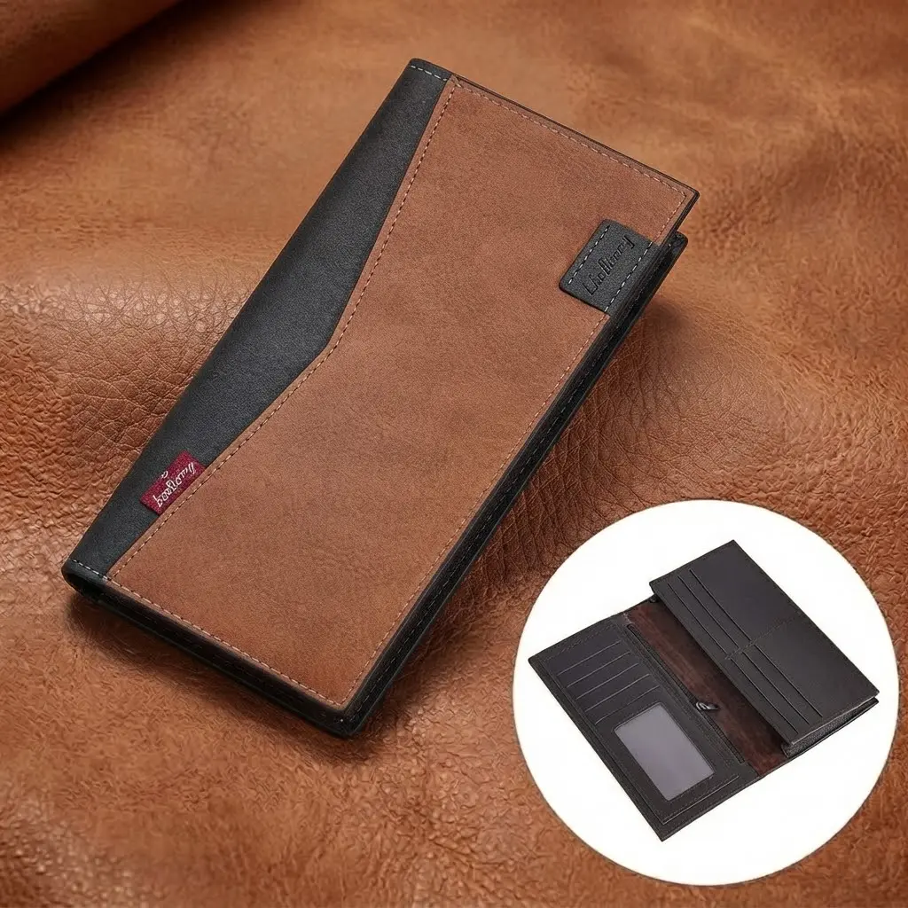 Men's RFID Blocking Long Wallet, Leather Business Wallet, Vintage Slim Zipper Wallet, Multi Card Holder, Cash Organizer, Gift for Men
