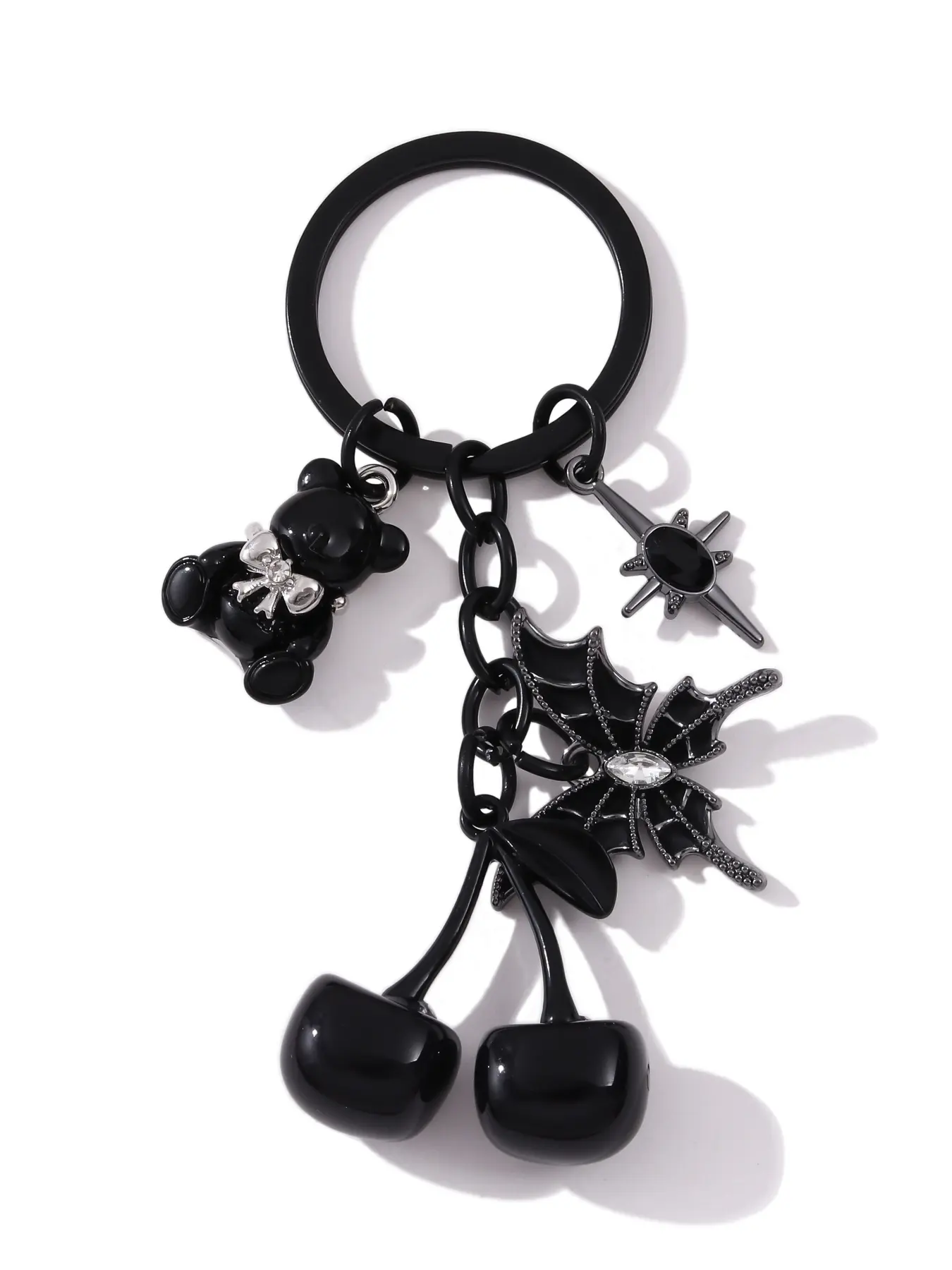 Gothic Cherry Bear Butterfly Keychain, Cool Trendy Alloy Charm, Memorial Gift for Friends and Family, Dark Style Accessory, Gothic Cross Keychain, Cool Keychains