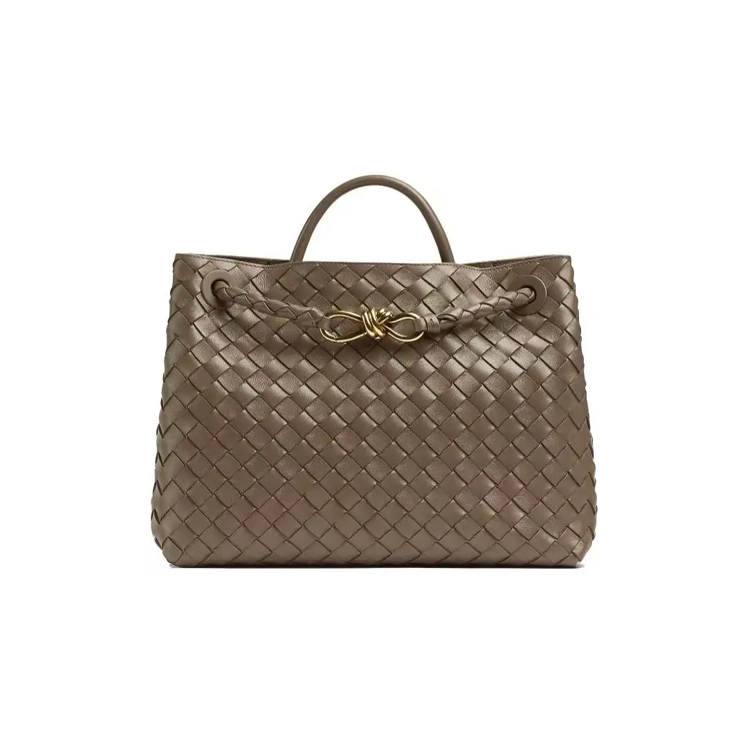 Pre-owned BOTTEGA VENETA Andiamo Medium Women's Handbag Taupe Grey
