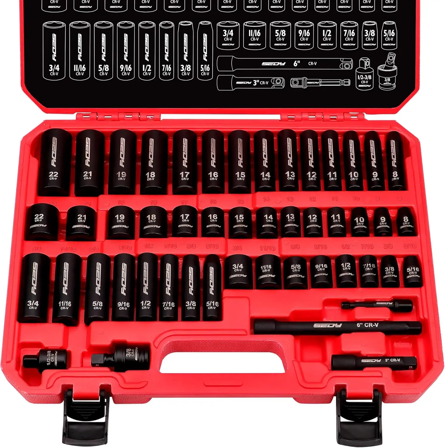 49-Piece SAE and Metric Impact Socket Set with Extension Bars - For High Durability Impact Wrench torque sticks kit tools screw extractor tool