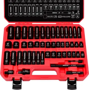 49-Piece SAE and Metric Impact Socket Set with Extension Bars - For High Durability Impact Wrench torque sticks kit tools screw extractor tool