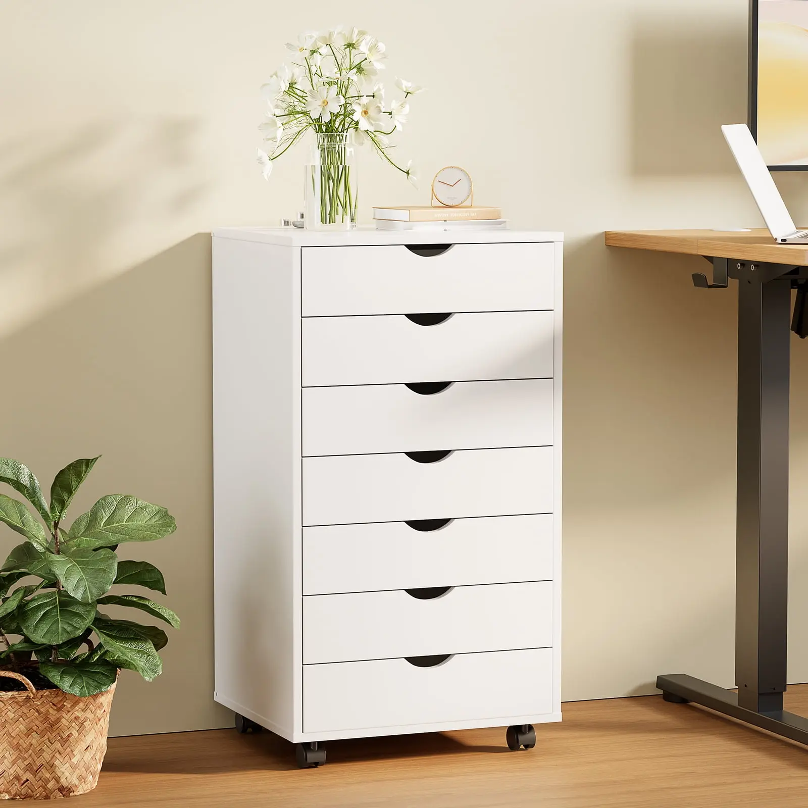Gianna 7-Drawer Portable Rolling Storage Cabinet - Bedroom Chest of Drawers for Home, Office Organization