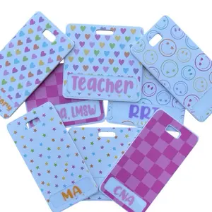 Custom badge buddy. Hearts, smiley faces, stars, checkered patterns. - Horizontal & Vertical. Nurse | Teacher | RRT | RN | CNA | Name Plate hospital worker