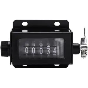 5 Digit Mechanical Resettable Pull Count Rotary Knob Counter Black with Spring