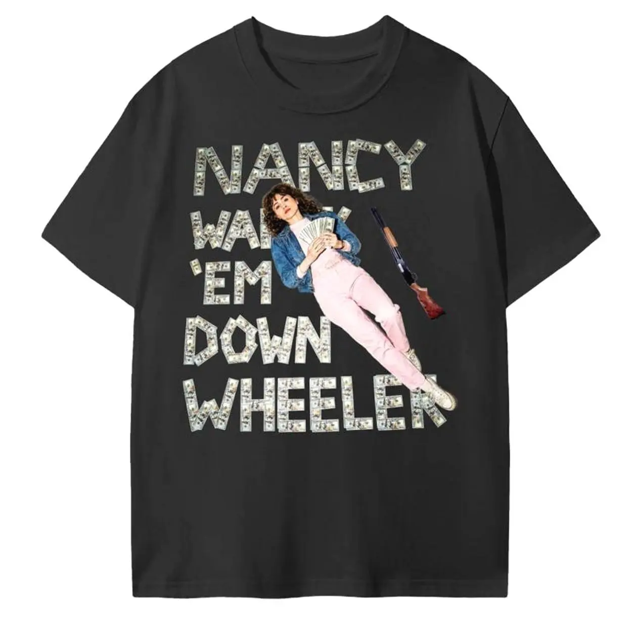 Nancy  Walk  Em Down  Wheeler T-Shirt, unisex graphic tee with bold 