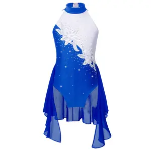 Kids Girls Dance Leotard Sleeveless Colorblock Gymnastic Leotard Dress