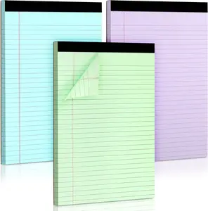 Colored Legal Pads, 3 Pack Writing Pads 8.5 X 11 Inch, Micro Perforated Notebooks with Sturdy Back, Wide Ruled, 30 Sheets per Writing Pad for School, College, Office, Professional (Blue/Purple/Green) WINKIO