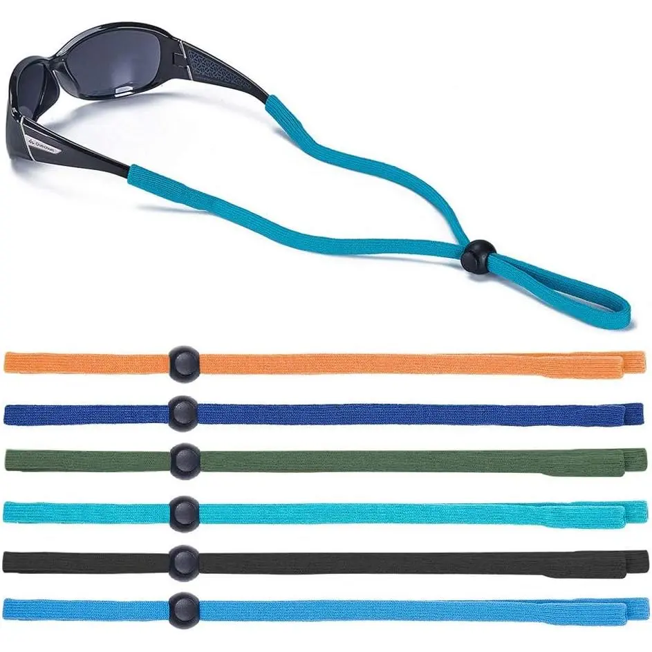 Unisex 6-Pack Nylon Blend Eyeglass Straps, Adjustable Anti-Slip Eyewear Retainer Cords with Multi-Color Holder Clips for Reading, Sports, Eyeglasses for Women