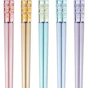 5 Pairs Fiberglass Chopsticks-Multicolor-Reusable, Dishwasher Safe-Yellow, Pink, Blue, Green, Purple