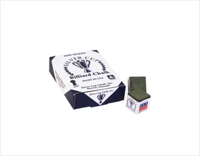 212 MAIN Billiards Silver Cup Olive Chalk Accessories - Box of 12 Pieces, 0.5 lbs Billiards & Snooker Chalk