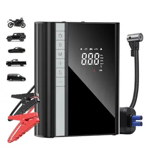 10000mAh Car Battery Jump Starter with AirInflator/Deflator Compressor, 7 in 1 PortableJumper Box Power Pack (ALL Gas/12.0LDiesel) Combo Cordless Air Pump for TireInflator & Large LCD Screen Portable Car