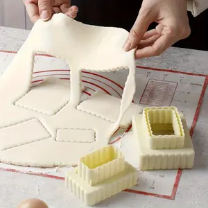 Rectangular Cookie Cutters Set - Double-Sided, Non-Stick, Easy-Release, BPA-Free Plastic Pastry Cutters for Baking, Decorating, and Molding - Essential Kitchen Accessories for Home Bakers