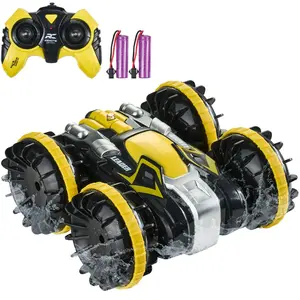 VEVOR Amphibious Remote Control Car Boat 2.4 GHz 4WD RC Boat Kids Adults Yellow Christmas gift