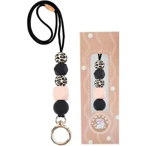 HY-KC136 Teacher Lanyards for ID Badges and Keys, Cute Silicone Beaded Lanyard for Women Nurse Employees Students