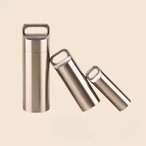 Portable Stainless Steel Small Pill Bottle – Keychain Pendant for Seniors – Stainless Steel Outdoor Waterproof Sealed Container