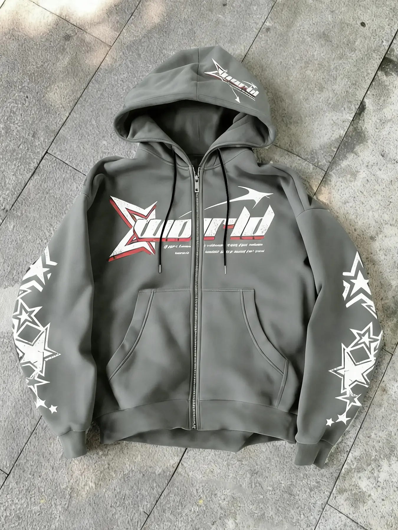 Unisex Zipper Soft Long Sleeve Casual Streetwear Hoodie Sweatshirts with Cool Graphic Letter Star Print, Comfortable Fit Casual Fashion Jacket, Perfect Everyday Inner Wear for All Seasons, Casual Fashionable Outerwear