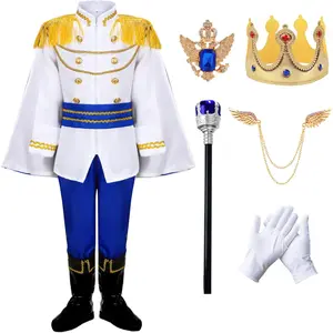 Boys Prince Charming Costume Cosplay Dress-Up Medieval Royal King Outfits for Kids