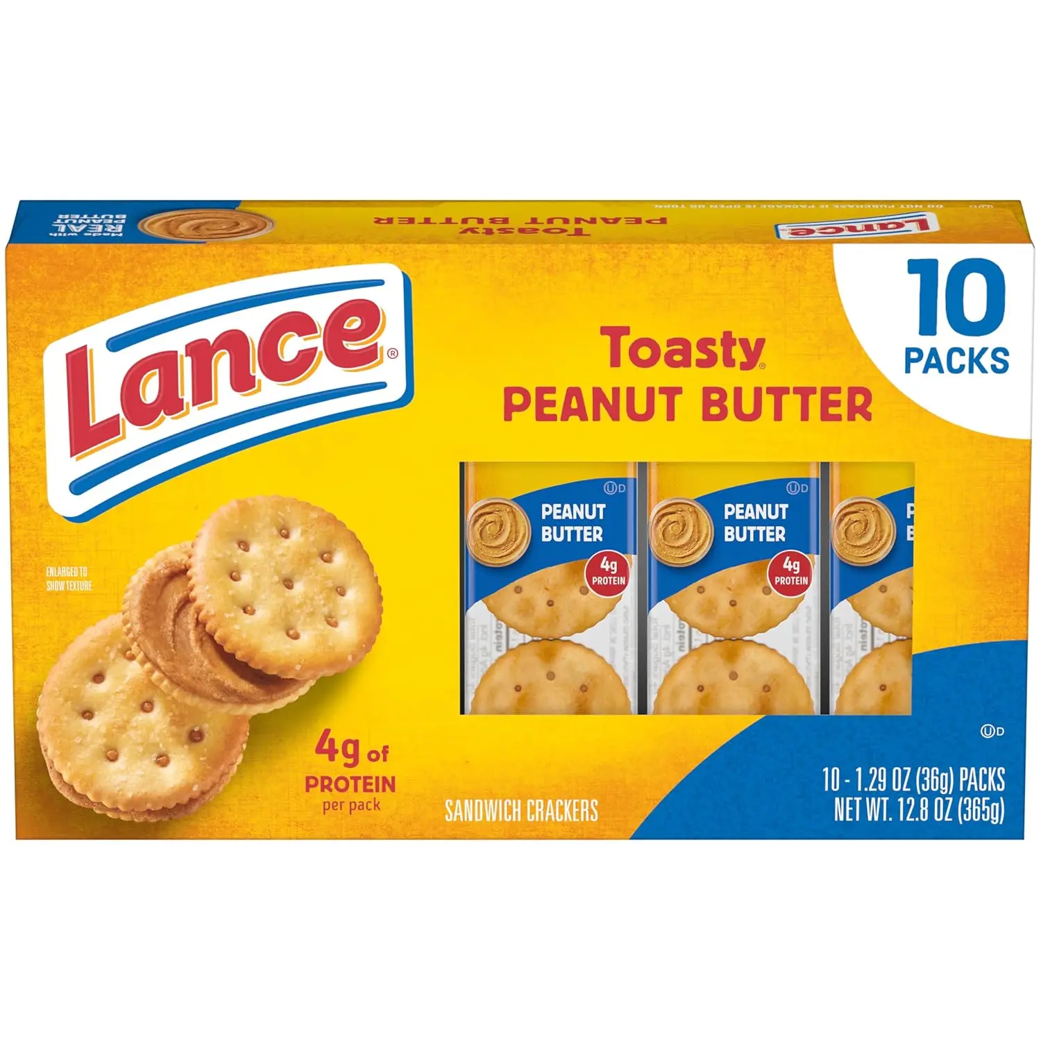 Sandwich Crackers, Toasty Peanut Butter, 10 Individually Wrapped Packs, 6 Sandwiches Each