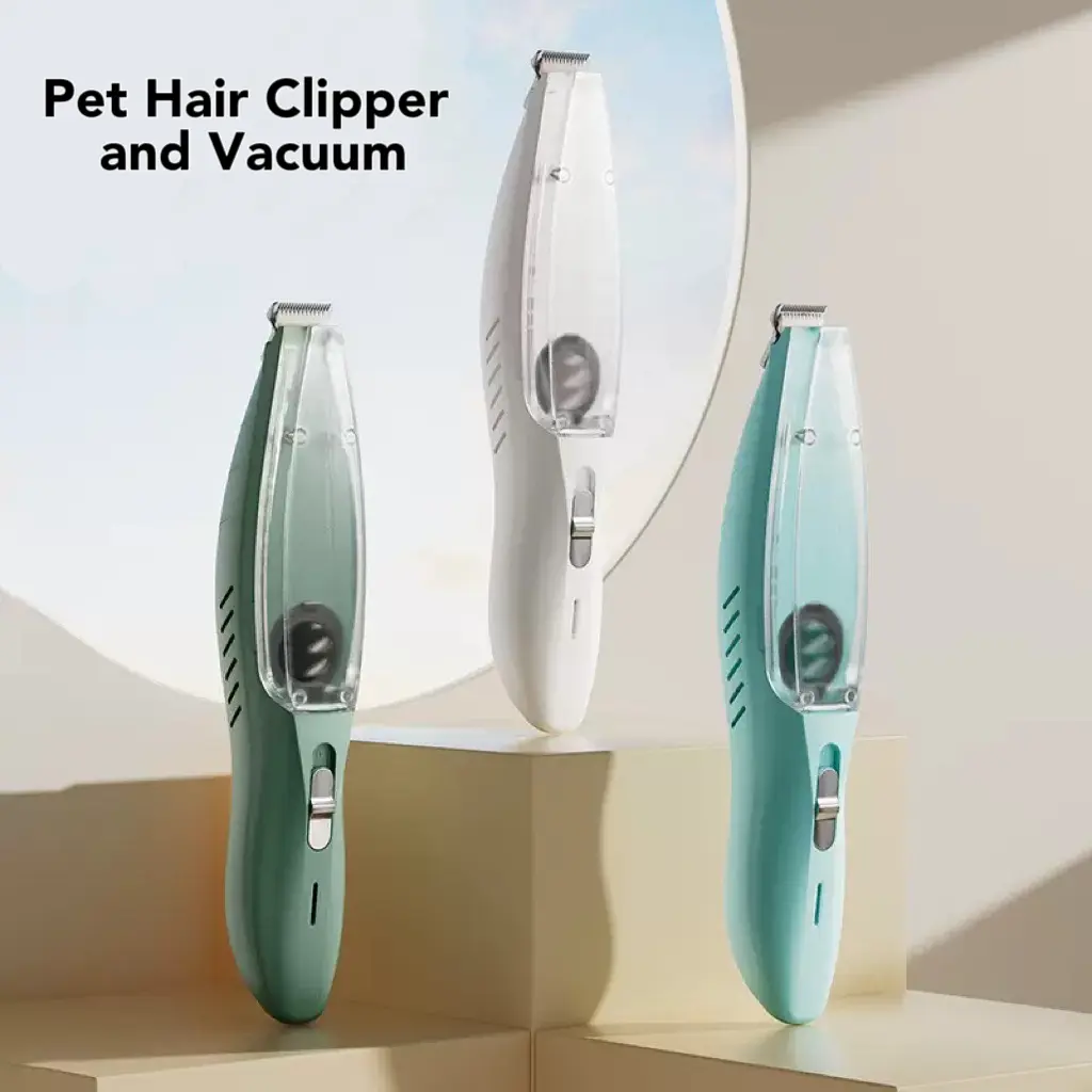 Pet Grooming Trimming Tool Vacuum Clipper - LED Light, Low Noise, USB Charger, Waterproof, 130g, USB Rechargeable, Cuts Paws+Ears, for Dogs & Cats Sensitive Areas Grooming