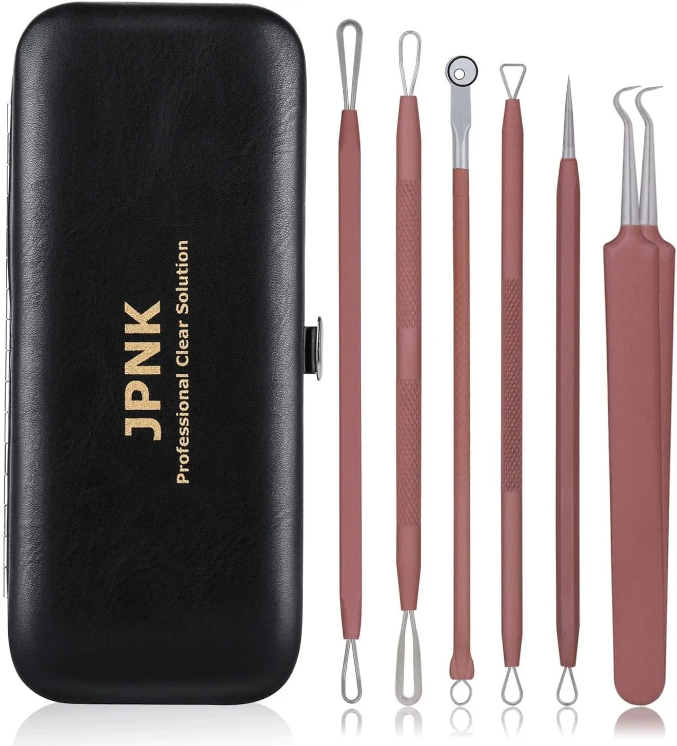 Blackhead Remover Tool Comedones Extractor Acne Removal Kit for Blemish, Whitehead Popping, 6 Pcs Zit Removing for Nose Face Tools with a Leather Bag