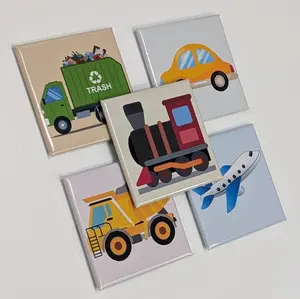 Mini Movers Magnets | Vehicle Transportation Decor Magnets Train Car Dump Truck Airplane & Garbage Truck