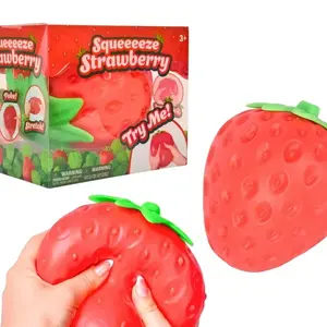 Features an oversized simulation strawberry design with distinct surface seeds and a vibrant red-and-green color palette, vividly recreating the texture of real fruit.