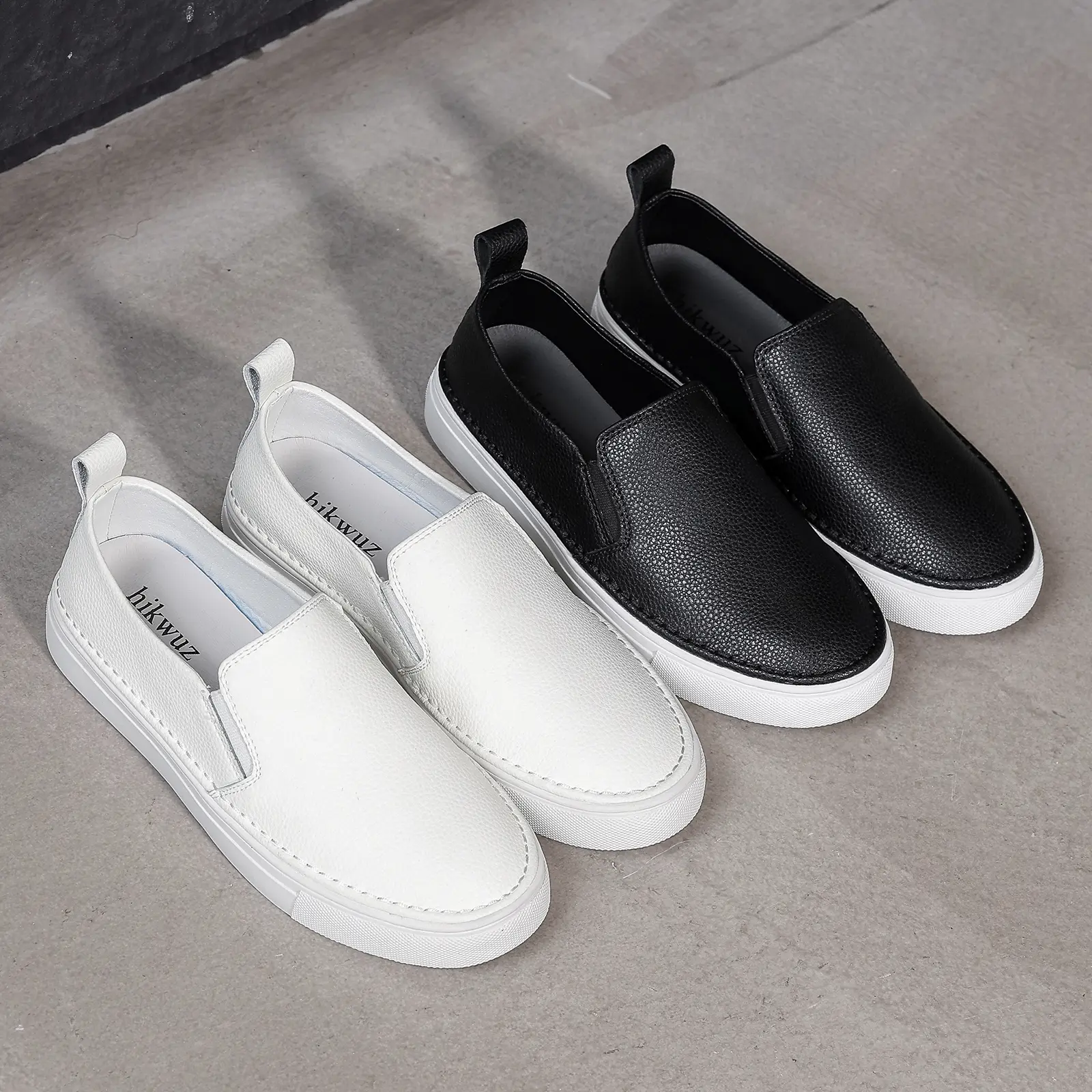 Women's Slip on Shoes Canvas Sneakers Loafers ,Comfortable Flat Sole,Leather Overlay,Perfect for Work & Casual Wear