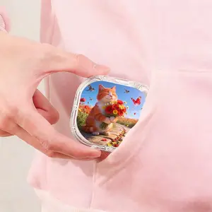 Orange Cat Bouquet Printed Braces Box, Creative Cartoon Denture Storage Box, Household Portable Orthodontic Retainer Case, Moisture-Proof Mildew-Proof