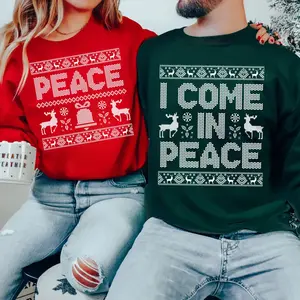 Christmas Couples Ugly Sweater, “Come in Peace” Matching Christmas Sweatshirt, Holiday Matching Shirt, Funny Christmas Gift