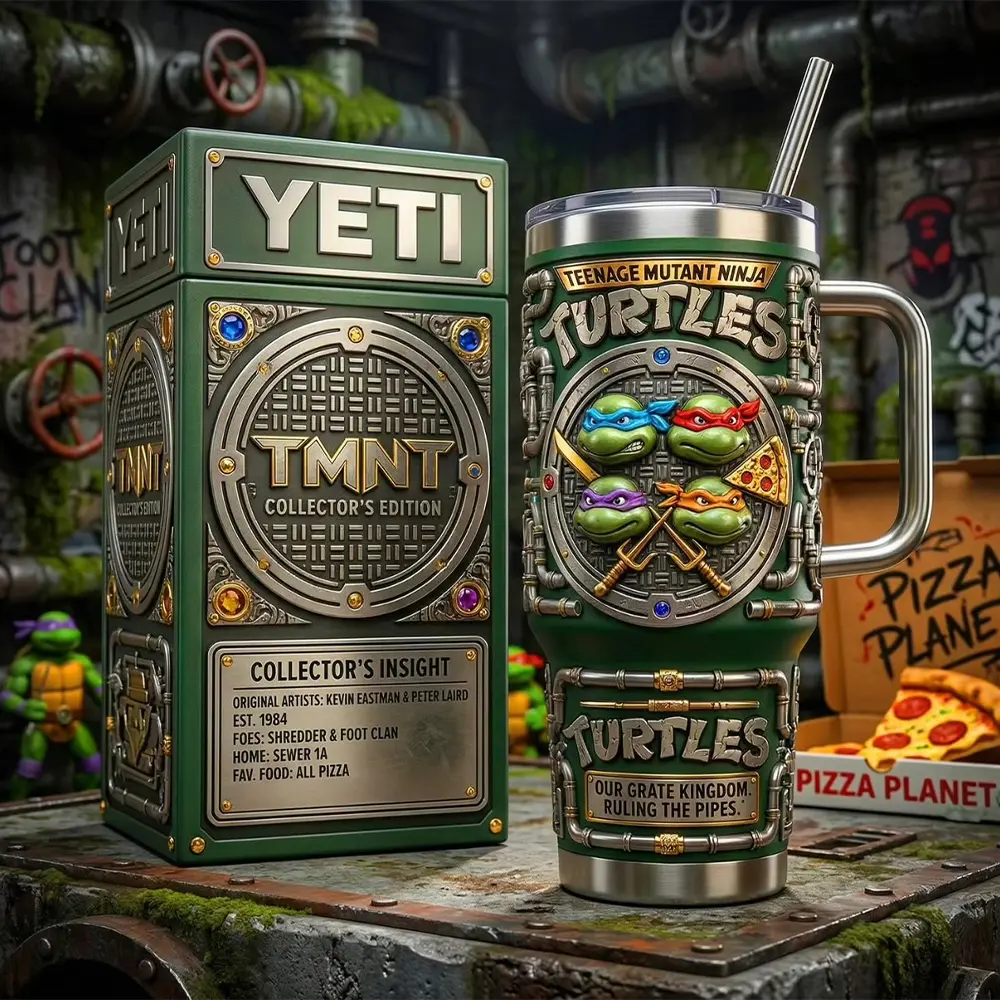 Teenage Mutant Ninja Turtles 40oz Insulated Tumbler V1, Premium Sewer Hero Team Travel Cup, 40oz Tumbler With Handle, Pizza-Loving Ninja Turtle Fan Gift, Comic-Inspired Merch, Leakproof Reusable Cup.