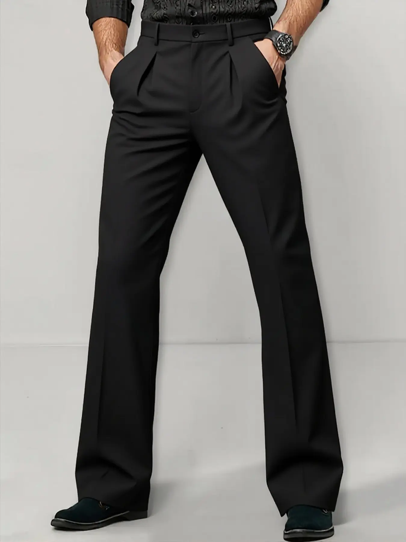 Men's Micro-Flared Business Fashion Pants, Stretchy Formal Wear for Meetings, Weddings, Office, Light Luxury Dates, Versatile Business, Menswear