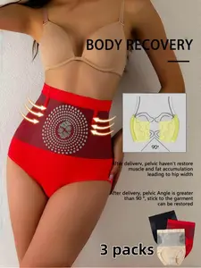 3-Pack Invisible Waist Cinching Shapewear Panties, Lightweight Butt Lifting Bodycon Triangle Shorts, Warm Uterus Short Pants, Anti-Roll Edge, Womenswear