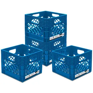 ORGANIZE-IT! Storage Milk Crate, Heavy-Duty Versatile Organizers, Blue, 4 Pack