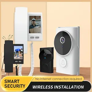 Y9U-KP1 Wireless Video Intercom Doorbell, with a surveillance camera for the doorbell, two-way communicate, no need for internet and app, 3.5-inch screen, infrared night vision function, one-click pairing, suitable for outdoor phone-style camera doorbells