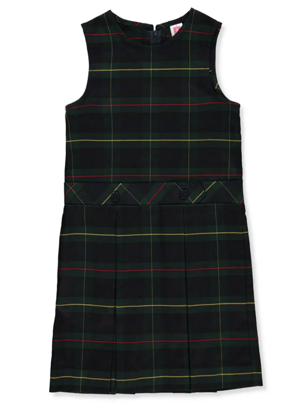 A+ Girls Plaid High Neck 2 Pleat Jumper