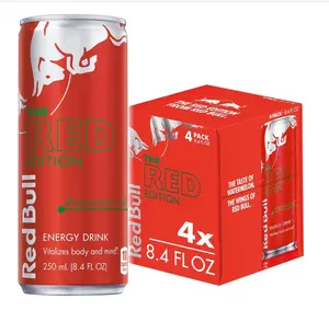 Red Bull Red Edition Energy Drink, Watermelon, with 80mg Caffeine plus Taurine & B Vitamins, 8.4 Fl Oz, Pack of 4 Cans