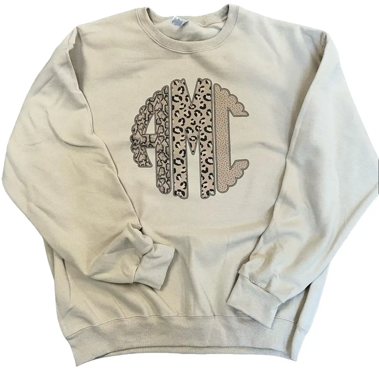 Sweatshirt with Customizable Animal Print Monogram, Unisex Comfortable Cotton Blend Fabric Top for Casual Everyday Wear, Fit, Piece, Hoodie, Tops
