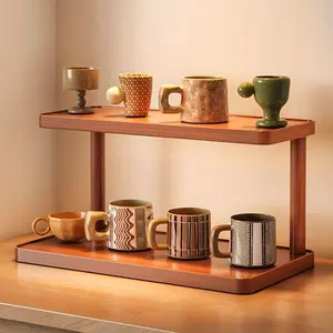 Wooden desktop cup holder - a space saving coffee cup, tea cup, and office supplies storage rack with simple assembly and minimalist design. It is a durable multifunctional desktop organizer, Desk Organizer Tidy, elegant wooden em Office Desk Accessories