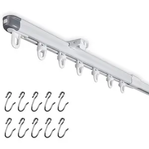Telescopic Ceiling Track System 51 to 94 inch Room Divider Track Set (51-94") White