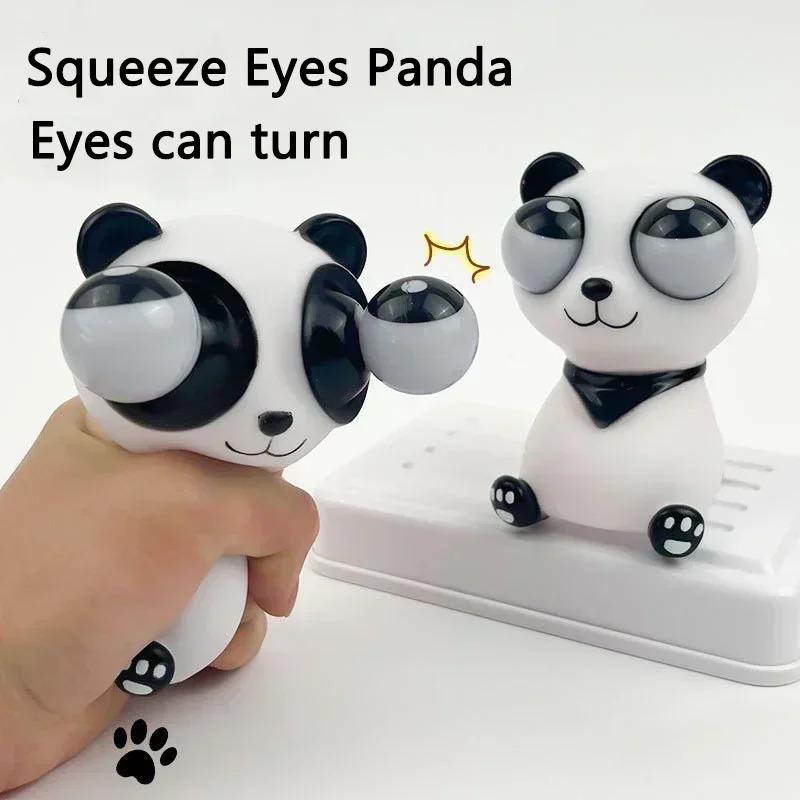 Funny Grass Worm Pinch Toy Panda  Stress Relief Fidget Decompression Toy  Eyes Squeeze Toys Relieve Anxiety Stress Relief Slug