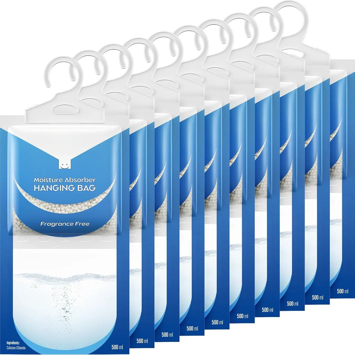 5/10 Pack Fragrance-Free Hanging Moisture Absorber Bags (9.8oz Each) - Closet Dehumidifier for Home Supplies, Basement, Car