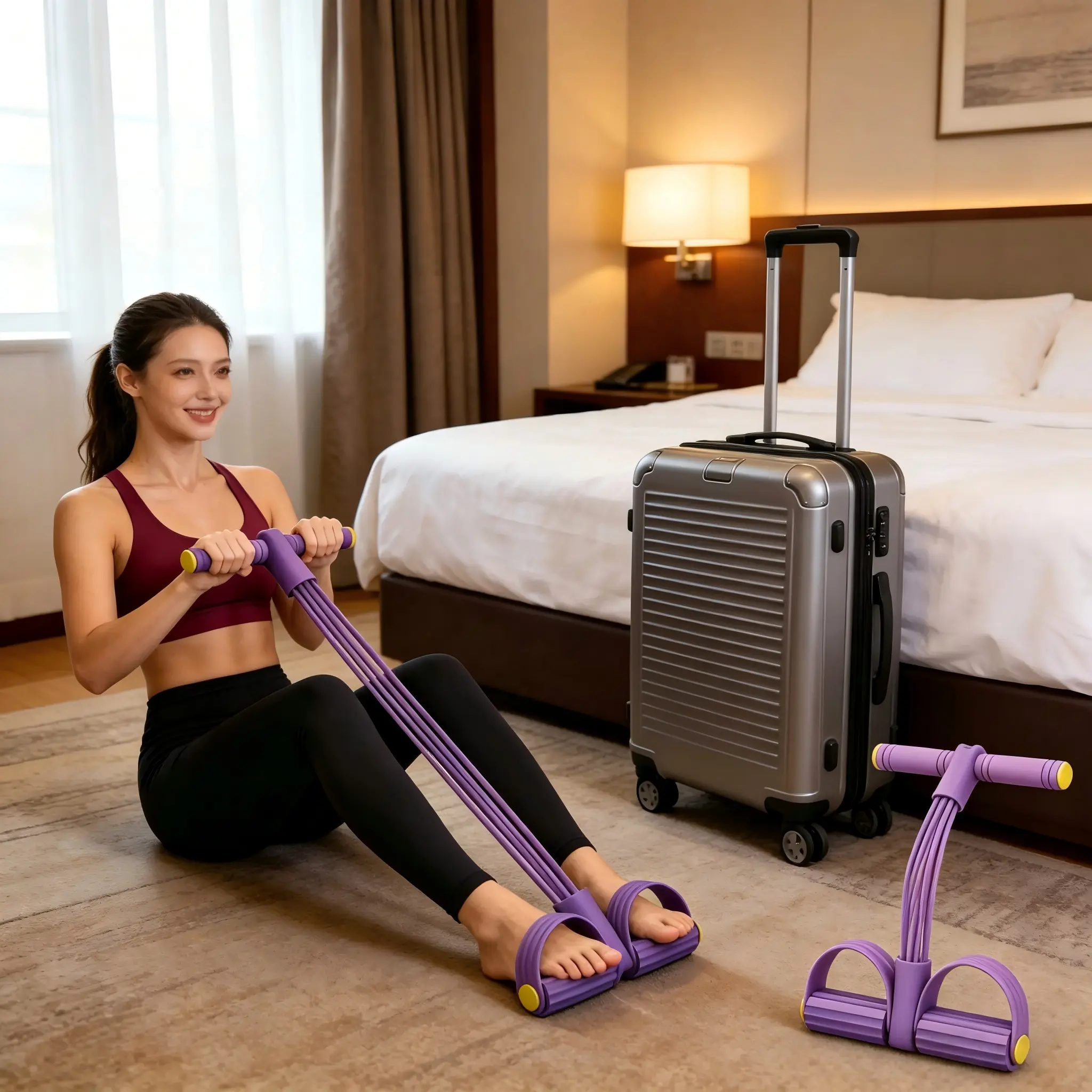 6-Tube Adjustable Foot Pedal Resistance Band | 16.53in×9.64in Eco-Friendly Natural Latex Portable Home Gym Gear, Multi-Purpose Yoga Stretcher Trainer for Arms Waist Legs, Must-Have Summer Beach Body & Holiday Fitness Workout Equipment