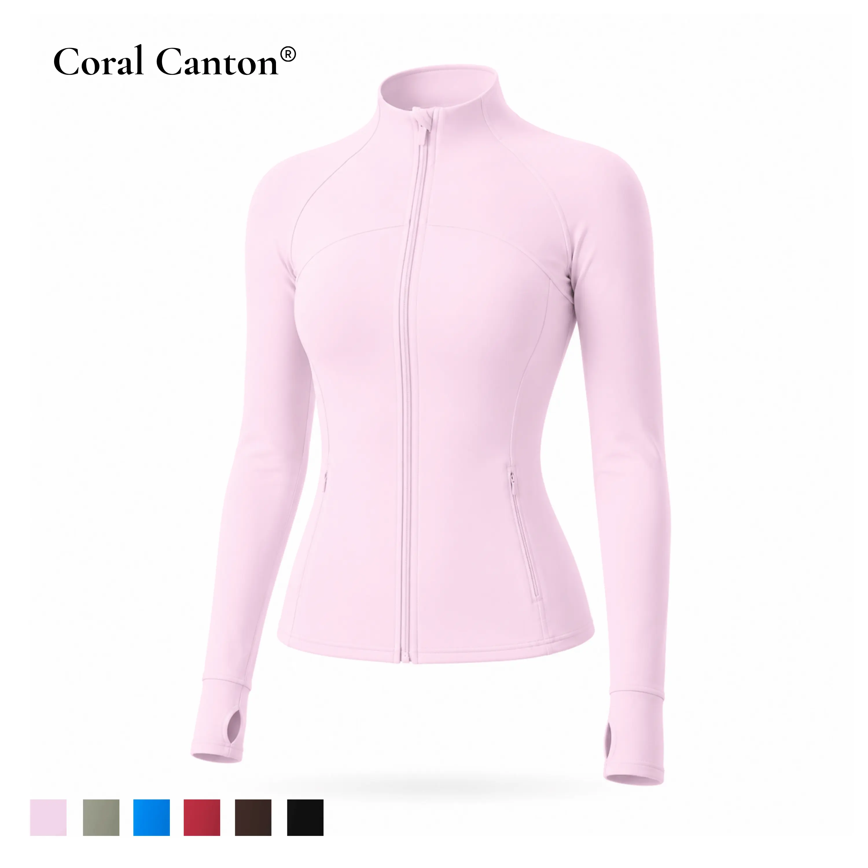 Coral Canton Female Zip-Up BBL Activewear - Lightweight Sports Outerwear, Sporty Chic Casual Jacket for Summer Running Workout, Sports Fitness Outerwear, Zippered Sports Jacket