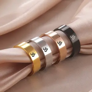 stainless steel yoga rings for men and women yoga Om ring jewelry birthday gift