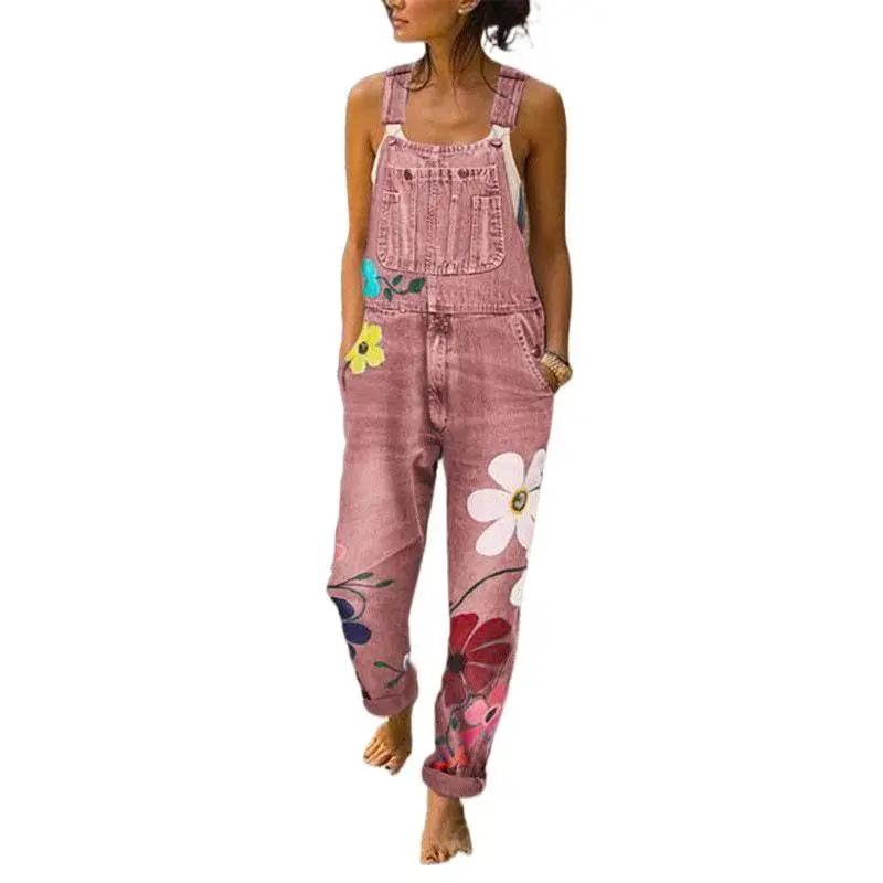 Overalls For Women's Summer Trousers Denim Straight-leg Pants High-end Classic Versatile Loose Printing Process