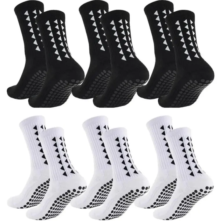 Unisex Cotton Football Sports Socks for Adults, 6/10 Pairs Mid-Calf Athletic Socks with Breathable Dry Cushioned Anti-Slip Silicone Grips, All-Season Professional Training for Matches, Workouts, Anti-Slip Sports Socks