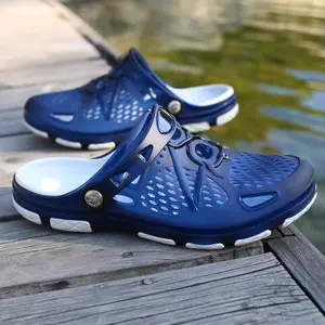 Men's Sporty Breathable Hollow Clogs, Non-Slip Outdoor Slippers, Quick-Dry Footwear for Beach & Outdoor Use, Walking Shoes